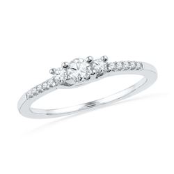 0.25 CTW Diamond 3-stone Bridal Engagement Ring 10KT White Gold - REF-25M4H