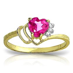 Genuine 0.97 ctw Pink Topaz & Diamond Ring Jewelry 14KT Yellow Gold - REF-30W3Y