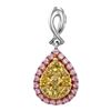Image 1 : 0.56 CTW Yellow Pink Diamond Teardrop Cluster Pendant 14KT White Gold - REF-89W9K