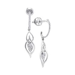 0.10 CTW Diamond Oblong Cluster Dangle Earrings 10KT White Gold - REF-18W2K