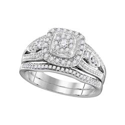 0.37 CTW Diamond Bridal Wedding Engagement Ring 10KT White Gold - REF-52W4K