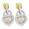 Image 1 : 0.30 CTW Diamond Heart Dangle Earrings 10KT Yellow Gold - REF-26F9N