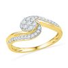 Image 1 : 0.33 CTW Diamond Flower Cluster Curved Ring 10KT Yellow Gold - REF-25F4N