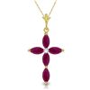 Image 1 : Genuine 1.10 ctw Ruby & Diamond Necklace Jewelry 14KT Yellow Gold - REF-32X8M