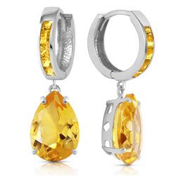 Genuine 13.2 ctw Citrine Earrings Jewelry 14KT White Gold - REF-68M7T