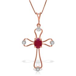 Genuine 0.57 ctw Ruby & Diamond Necklace Jewelry 14KT Rose Gold - REF-42M2T