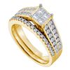 Image 1 : 1 CTW Princess Diamond Bridal Engagement Ring 14KT Yellow Gold - REF-132F2N