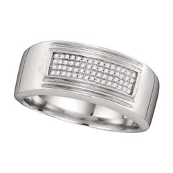 0.16 CTW Mens Diamond Rectangle Cluster Wedding Ring 10KT White Gold - REF-63X8Y