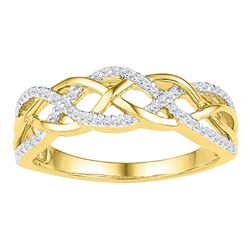0.20 CTW Diamond Woven Strand Braid Ring 10KT Yellow Gold - REF-18F2N