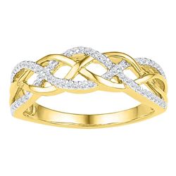 0.20 CTW Diamond Woven Strand Braid Ring 10KT Yellow Gold - REF-18F2N