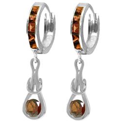 Genuine 2.6 ctw Garnet Earrings Jewelry 14KT White Gold - REF-75W2Y