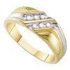 Image 1 : 0.12 CTW Mens Diamond Double Row Two-tone Wedding Ring 10KT Yellow Gold - REF-19Y4X