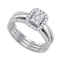 0.50 CTW Diamond Cluster Bridal Engagement Ring 10KT White Gold - REF-59W9K