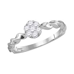 0.25 CTW Diamond Flower Stackable Ring 10KT White Gold - REF-24M2H