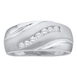 0.25 CTW Mens Channel-set Diamond Wedding Anniversary Ring 10KT White Gold - REF-24Y2X