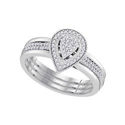 0.20 CTW Diamond Teardrop Bridal Engagement Ring 10KT White Gold - REF-31Y4X