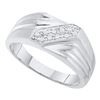 Image 1 : 0.10 CTW Mens Diamond Ring 10KT White Gold - REF-19M4H
