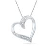 Image 1 : 0.03 CTW Diamond Heart Outline Pendant 10KT White Gold - REF-7Y4X