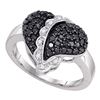 Image 1 : 0.64 CTW Black Color Diamond Heart Cluster Ring 10KT White Gold - REF-34K4W