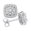 Image 1 : 0.50 CTW Diamond Square Cluster Screwback Earrings 10KT White Gold - REF-40H4M