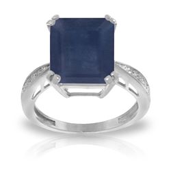 Genuine 7.27 ctw Sapphire & Diamond Ring Jewelry 14KT White Gold - REF-120Z2N