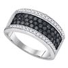 Image 1 : 1 CTW Black Color Diamond Horizontal Ring 10KT White Gold - REF-37Y5X