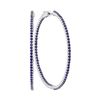 Image 1 : 3.53 CTW Blue Sapphire Large Slender In/Out Hoop Earrings 14KT White Gold - REF-142Y4X