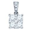 Image 1 : 0.17 CTW Diamond Square-shape Cluster Pendant 18KT White Gold - REF-37K5W