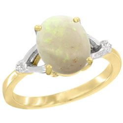 Natural 1.42 ctw Opal & Diamond Engagement Ring 10K Yellow Gold - REF-24Y2X