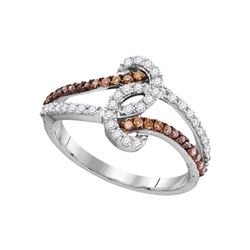 0.50 CTW Brown Color Diamond Strand Ring 10KT White Gold - REF-30X2Y