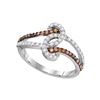 Image 1 : 0.50 CTW Brown Color Diamond Strand Ring 10KT White Gold - REF-30X2Y