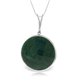 Genuine 23 ctw Green Sapphire Corundum Necklace Jewelry 14KT White Gold - REF-48K3V