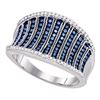 Image 1 : 0.45 CTW Blue Color Diamond Cocktail Concave Ring 10KT White Gold - REF-52F4N