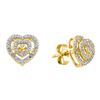 Image 1 : 0.08 CTW Diamond Heart Love Cluster Earrings 10KT Yellow Gold - REF-14F9N