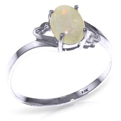 Genuine 0.45 ctw Opal Ring Jewelry 14KT White Gold - REF-21T9A