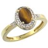 Image 1 : Natural 0.83 ctw Tiger-eye & Diamond Engagement Ring 14K Yellow Gold - REF-30M2H