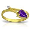 Image 1 : Genuine 0.83 ctw Amethyst & Diamond Ring Jewelry 14KT Yellow Gold - REF-40W5Y