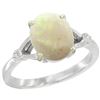 Image 1 : Natural 1.42 ctw Opal & Diamond Engagement Ring 10K White Gold - REF-24R2Z