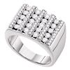 Image 1 : 1.5 CTW Mens Channel-set Diamond Square Cluster Ring 14KT White Gold - REF-194X9Y