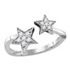 Image 1 : 0.12 CTW Diamond Bisected Double Star Open Ring 10KT White Gold - REF-19M4H