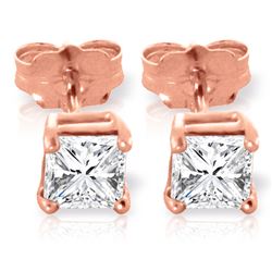 Genuine 1.0 ctw Diamond Anniversary Earrings Jewelry 14KT Rose Gold - REF-138M8T