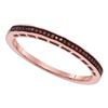 Image 1 : 0.07 CTW Red Color Diamond Slender Wedding Anniversary Ring 10KT Rose Gold - REF-13N4F