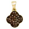 Image 1 : 0.25 CTW Cognac-brown Color Diamond Cluster Pendant 10KT Yellow Gold - REF-8Y9X