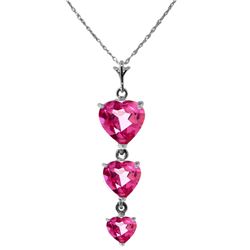 Genuine 3.03 ctw Pink Topaz Necklace Jewelry 14KT White Gold - REF-37Z2N