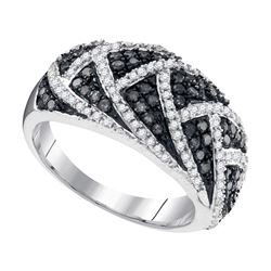 0.70 CTW Black Color Diamond Fin Ring 10KT White Gold - REF-34W4K