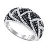 Image 1 : 0.70 CTW Black Color Diamond Fin Ring 10KT White Gold - REF-34W4K