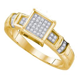 0.12 CTW Diamond Cluster Bridal Engagement Ring 10KT Yellow Gold - REF-19N4F