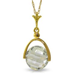 Genuine 3.25 ctw Green Amethyst Necklace Jewelry 14KT White Gold - REF-22A3K