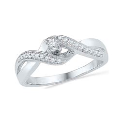 0.20 CTW Diamond Solitaire Crossover Promise Bridal Ring 10KT White Gold - REF-22N4F