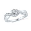 Image 1 : 0.20 CTW Diamond Solitaire Crossover Promise Bridal Ring 10KT White Gold - REF-22N4F